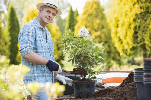 Pile of green waste measured for cubic-yard pricing at a residential property